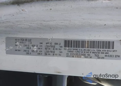 2018 Ram Promaster 2500 High Roof 159 Wb z USA, uszkodzony, nr VIN 3C6TRVDG2JE124293